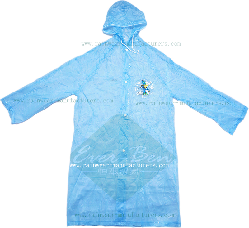Blue pvc raincoat with hood